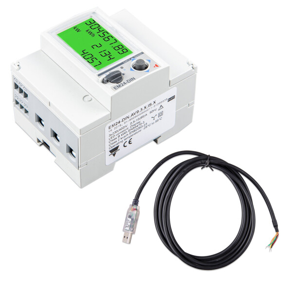 Energy Meter EM24 - 3 phase - max 65A/phase - RS485 Schnittstelle mit 1,8m Kabel mit USB-Stecker z.B. an CerboGX - mit 0% Umsatzsteuer nach §12 Abs. 3 UStG