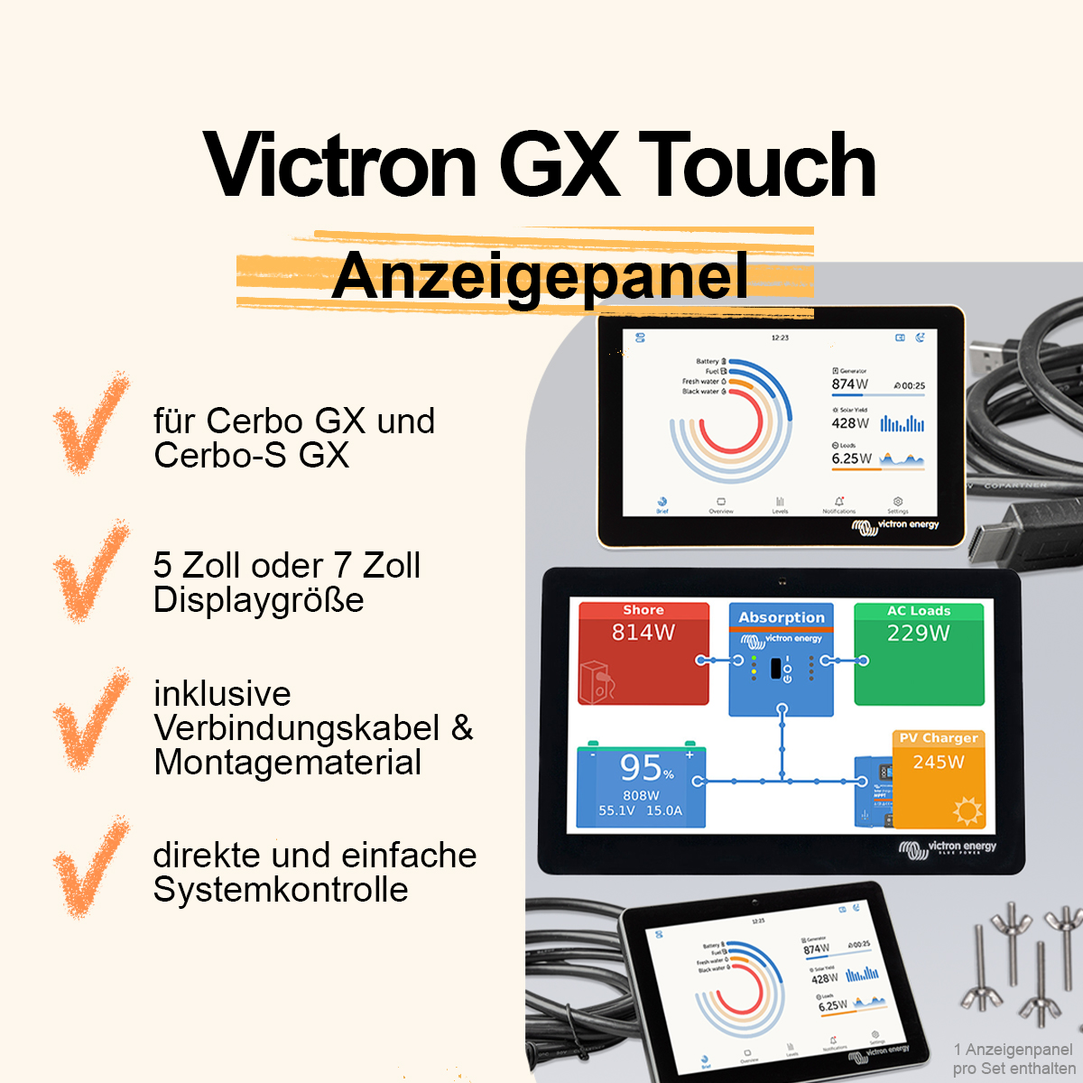Victron GX Touch Anzeigepanel für Cerbo GX und Cerbo-S GX
