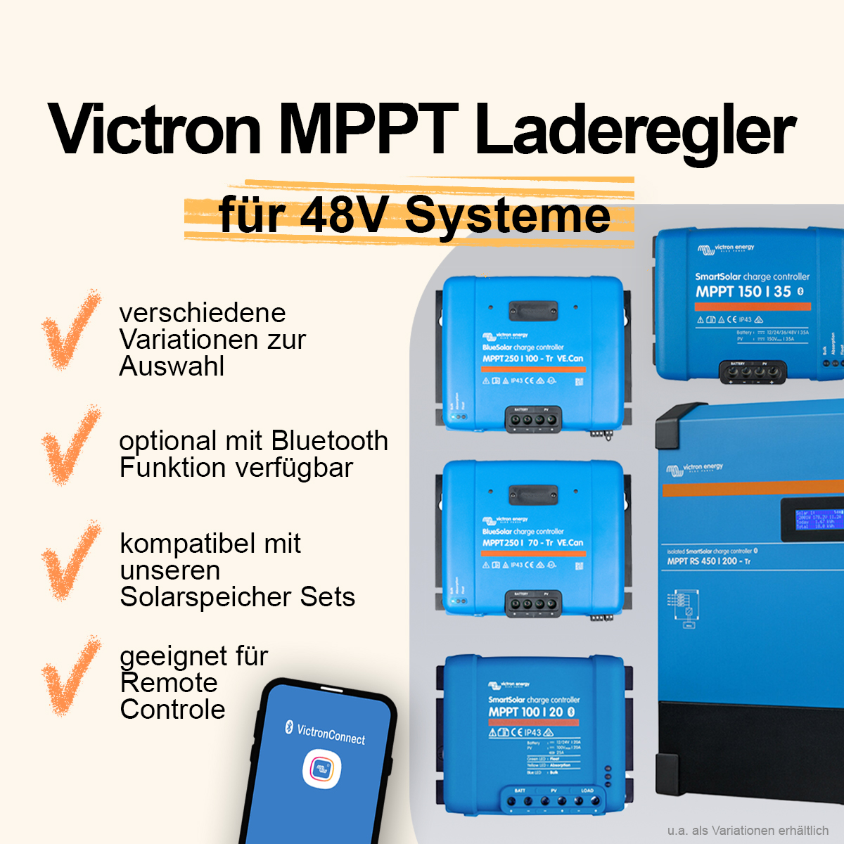 Victron MPPT Laderegler für 48V Systeme