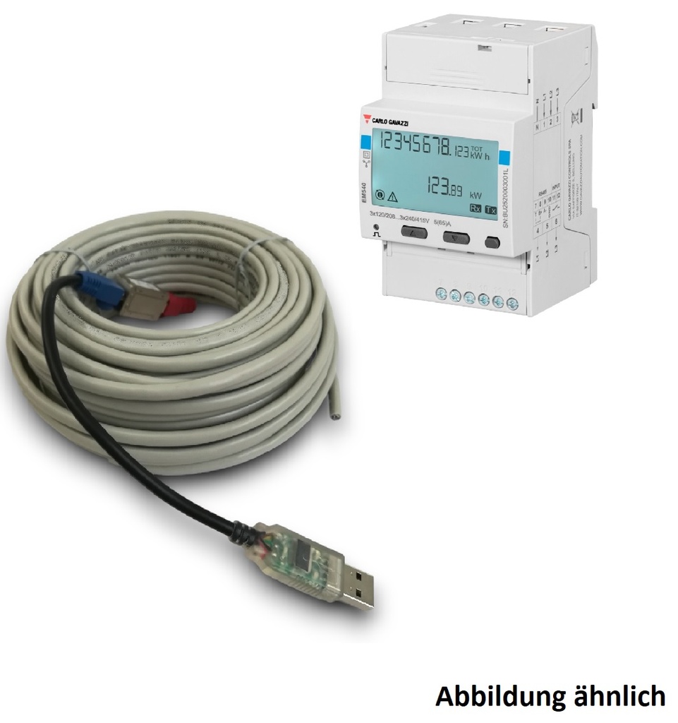 Energy Meter EM540  mit 50m Anschlusskabel RS485 zu USB - z.B. an CerboGX   - 3 phase - max 65A/phase